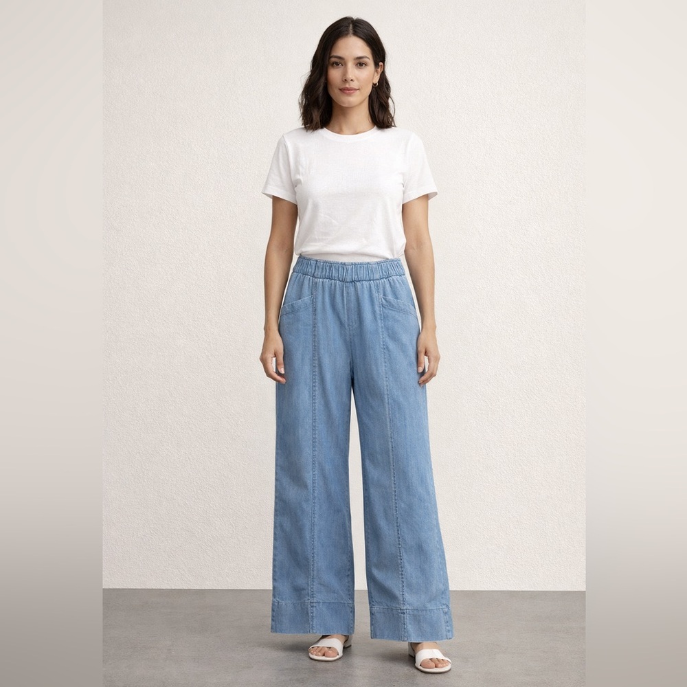 Signature by Levi Strauss & Co Crop Wide Leg Pull-On Pants Elastic Waist Sz XXL